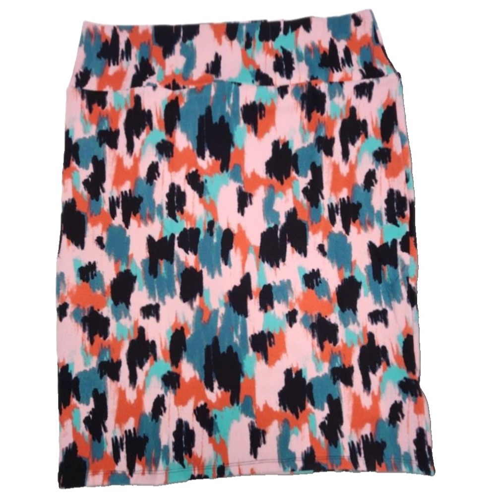 LuLaRoe Womens Skirt Size 3XL Cassie Pink Black Teal Paint Pencil 3X XXXL NWT